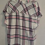 Como vintage  White and Blue Plaid Button-Down Shirt Photo 5