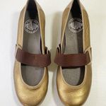 Palladium  Leather Slip-on Mary Jane Gold Wedge Photo 0