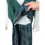 Vintage Miss Dorby Dress Green Plaid Floral Crochet Vest Layered Look Sz 12 Photo 7