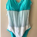 Athena Sz 12 One Piece Turquoise Tummy Control Swimsuit Shoulder Strap Luxury Photo 9