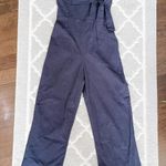 Nasty Gal Linen Tube Top Side Tie Blue Jumpsuit Photo 3