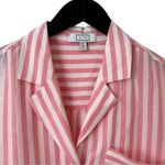 AYR Medium Pool Boy Shirt Pink Stripe Silk-Blend Short Sleeve Button Down Casual Photo 4