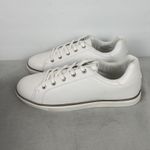 Evans Womens Lace Up Sneaker White Metal Strip Size 11 Clean Girl Preppy Casual Photo 4