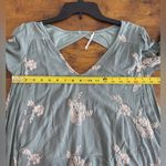 Free People  Size XS Boho Embroidered Mini Dress Misty Green Emma V-Neck Photo 5