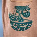 Yak & Yeti Mushroom Print Hoodie Sweatshirt w Pocket Orange Cotton French Terry Size M Photo 1