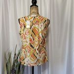 Nine West  Sleeveless‎ Career Blouse Siz S Orange White Abstract Print Office Top Photo 5
