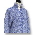 New Jamie Sadock Blue White Textured Chunky Knit Cardigan Sweater Tennis Golf S Photo 1