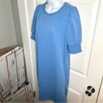 Loft  Sky Blue Puff Sleeve Mini Sweatshirt Dress Short Sleeve M Photo 4