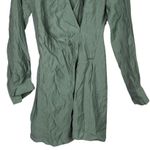 ZARA Long Sleeve Tunic Wrap Style Mini Dress Collard V Neck Button M Olive Green Photo 3