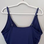 Tommy Bahama Pearl Over the Shoulder V-Neck One Piece Swimsuit Navy Blue 14 Photo 7