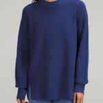 Lululemon Merino Wool Blend Ribbed Crewneck Sweater Blue Size 8 Oversized Photo 1