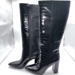 INC International Concepts Paiton Black Croc Embossed Tall Heeled Boots Women 8M Size 6.5 Photo 0