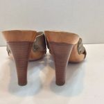 MICHAEL Michael Kors Gold Wood Strappy Slide Mules Heel Sandals Size 8M Brazil Photo 4