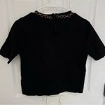 ZARA  Knit Black Cropped Short Sleeve Chain Detail Collar Top Women’s Size S Photo 1
