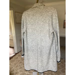 Elle Open Front Longline Cardigan Gray Black M Preppy Classic Buttery Soft Luxe Photo 2
