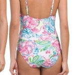 Stella Parker Ruffle Printed one piece bathing suit plus size 16 NWT Pink Photo 0