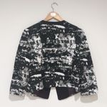 Nine West  Women's Black & White Abstract Print Open-front Blazer Jacket Size 12 Photo 3