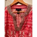 INC International Concepts‎ Pink Beaded V Neck Aztec Print Blouse Size Medium Black Photo 3
