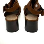 Loft  Brown Laser Cut Textile Open Toe Ankle Strap Heels Photo 3