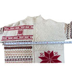 American Eagle Chunky Knit Red Cream Snowflake Fair Isle Nordic Cozy Sweater M Photo 9
