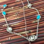 Gold Tone Long Necklace Reversible Stones Photo 2