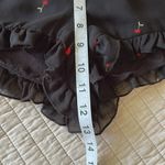 Dolls Kill Witty Fox Black ruffle trim, cherry print pull on elastic waist mini shorts S Photo 9