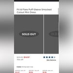 Old Navy NWT  Emerald Isle Fit and Flare mini dress xs blue green puff sleeve Photo 8