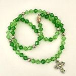 Green beaded rhinestone cross necklace Photo 3