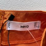 Mango MNG Womens Sz 8 Satin Top Blouse High Neck Long Sleeve Light Bronze Orange Photo 3