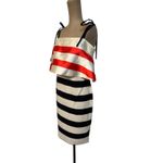 Anthropologie Mare Mare Mini Dress size Small Red & Black Striped Satin Cocktail Photo 5
