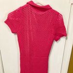 DSquared 2 women's M fuchsia stretch knit button down collar cuffed shirt dress Photo 3