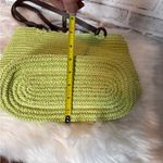 Talbots Green and Brown Woven straw Tote Bag with Leather Handles 10x13 Photo 7