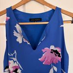 Jasmine  & Juliana Blue‎ With Tropical Flowers Top Sleeveless Blouse Photo 4