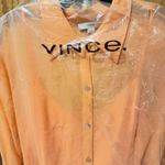 Vince NWT Women’s  Sheer Crinkled Silk Shirt in ‘Lotus’ SZ XL Photo 2