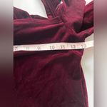 AQUA Womens Burgundy Velvet Pouf Square Neck Short Cocktail Sheath Dress small Photo 3