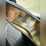 Vintage Bruno Magli black metallic snakeskin satin peep toe heels, size 8M Photo 3