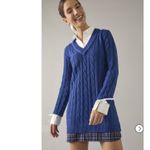 NWT Francesca's Audrey Parks Sweater Dress Shirt Combo Blue Cable Knit Medium Photo 2