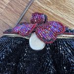 Vintage Handmade Black Beaded Cross Body Bag Purse Evening Gold Strap Clutch Photo 5