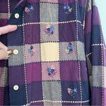 Vintage BOBBIE BROOKS plaid embroidered button down Women’s SIZE LARGE fall Purple Photo 5