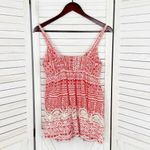 Banana Republic  Printed Lace Trim Babydoll Tank Top Red XS Photo 7