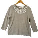 Alfred Dunner Sequin Embellished Crewneck Sweater Size M Metallic Sparkle Career Photo 0