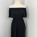 Amazon Oyanus  Medium Black Ruffle Off Shoulder Maxi Dress with Pockets Photo 1