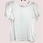T Tahari  White Eyelet Flutter Sleeve Classic Summer‎ Tee Modal Feminine NWT Photo 0