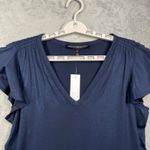 White House | Black Market Glamgetter Tee Women S Flutter Sleeve Navy Blue Shimmer Photo 3