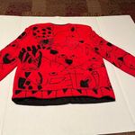 Vintage Allure 80s 90s Boutique Red Black jacket coat‎ blazer Abstract Office Photo 9