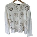 Designers Studio Originals Vintage Christmas Holiday Embroidered Beaded Cardigan White Size L Photo 0