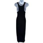 Sleeveless Black Midi Dress Size Small Minimalist‎ Scoop Neck Slit Front Stretch Photo 3