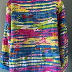 Keren Hart M Button Jacket Floral Bright Pattern Bold Artsy Pink Blue Textured Size M Photo 2