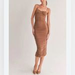 Sage The Label  Brown Ruched Bodycon Midi Dress(Size Small) Photo 1