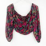 Free People NEW  Oh Lala Floral Puff Sleeve Crop Top S Photo 0